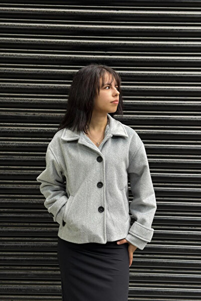 thesunfyre Women's Double Pocket Jacket Lapel Front Buttoned Cashmere Jacket Coat