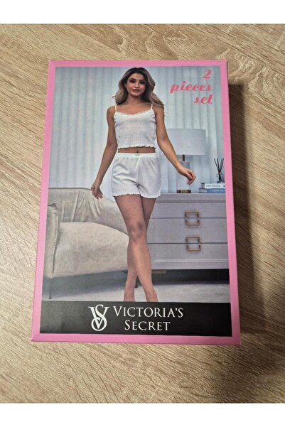 Victoria's Secret Sexy women's pajamas, 2-piece set, top and shorts, romantic model, Red, S