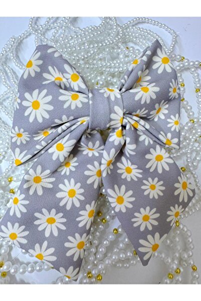 AresTokaAksesuar Daisy Patterned Crepe Fabric Luxury Automatic Bow Women's Buckle