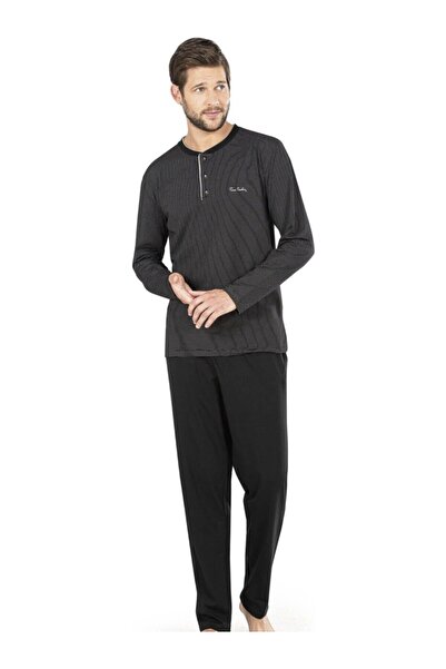 Pierre Cardin Чоловічий чорний бавовняний піжамний комплект Зручний крій