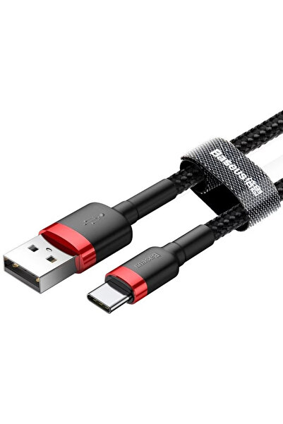 Baseus بيسوس- كيبل Cafule يو إس بي إلى تايب سي 1 متر - أسود في احمر