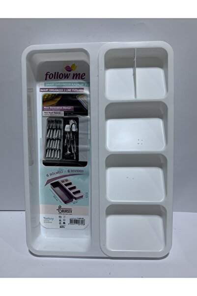abnturk 6 Bölmeli Kaşıklık Çekmece İçi Organizer Beyaz Renk Kaşıklık 39,5 x 28cm