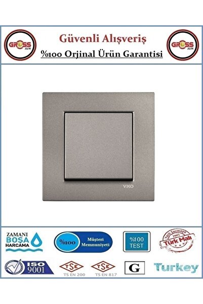VİKO Novella Tekli Anahtar - Çerçeve Dahil - Orjinal Ürün - Renk Antrasit