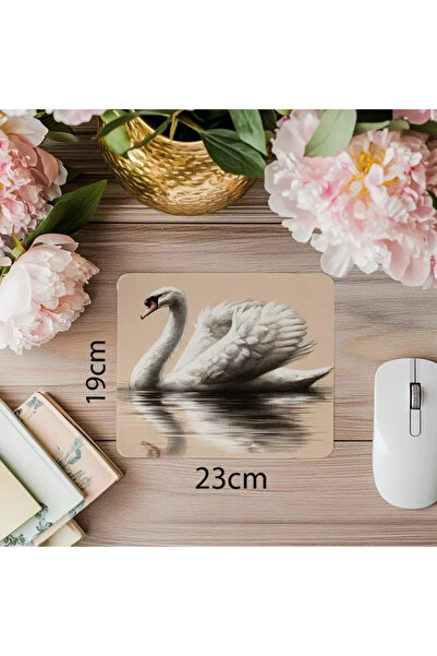 Wisdom Rain Mousepad Swan cu scurgere de suprafață – stil creion – 19x23 cm 2...