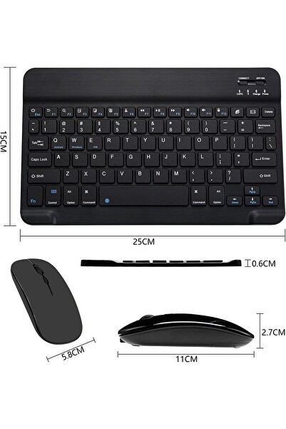 DUHALINE Apple iPad A16 11" Tablet Için Uyumlu Slim Şarjlı Bluetooth Klavye Ve Mouse Seti