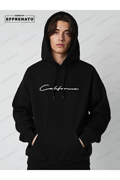 EFFRENATU Tracksuit Set Sweatshirt Jogger - Black-Gray Printed Oversize Hooded Hoodie