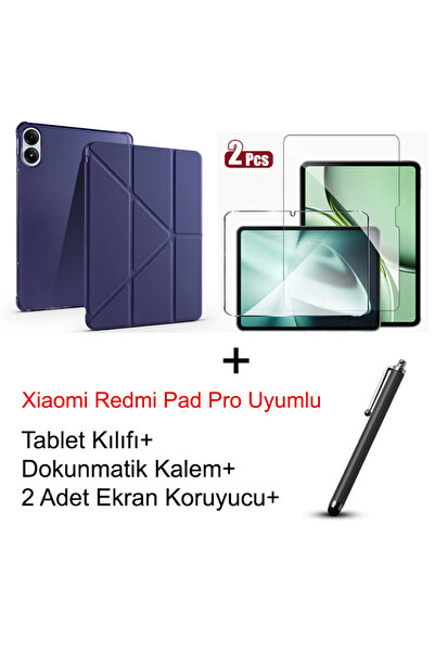 Yesnıce Xiaomi Redmi Pad Pro 12.1 İnç Uyumlu Kalemlikli Kılıf 2 Adet Ekran Ko...