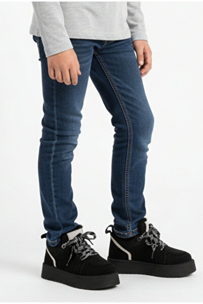 Moda Lime Unisex Soğuk Havaya Dayanıklı Bağcıklı Önü Peluş Kürklü Astarlı Kaymaz Hafif Taban Çocuk Kışlık Bot