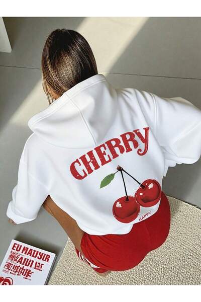 Flaubert PENTRU FEMEI, PULOVER CU IMPRIMEU CIREȘE tricou BUMBAC OVERSIZE, ȚES...