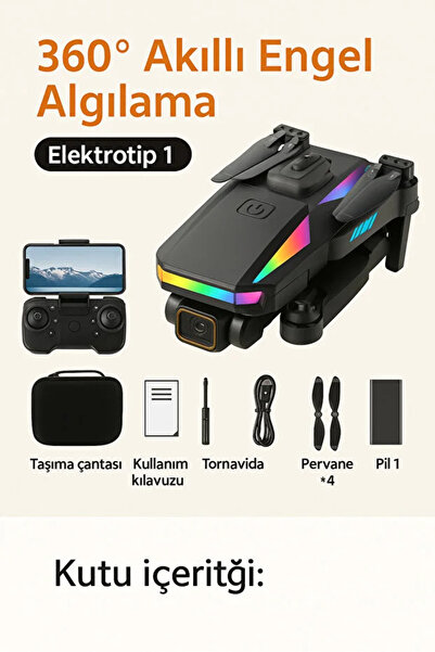 WİRKMARKT S5 Pro 4K Drone, Uzun Uçuş süresi, 360 derece engel algılama uyumlu ÇANTA HEDİYELİ (+14 YAŞ)