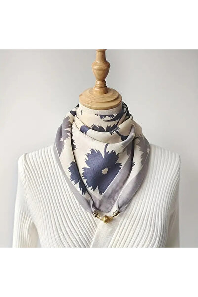 Redhead Zarif Çiçekli Kare Eşarp Fular (Mıknatıslı)