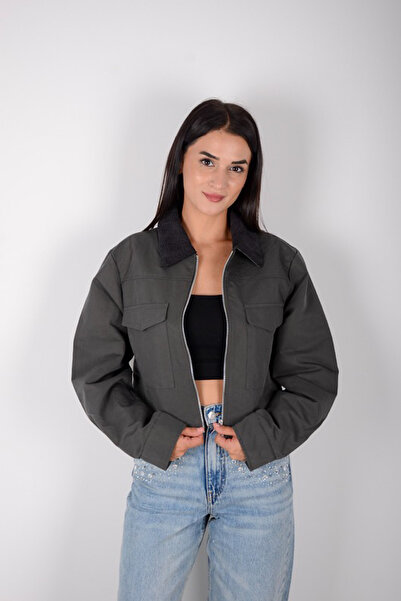 Marjinal Kadın fitilli yaka yaka cep detaylı mevsimlik Ceket