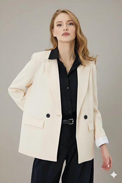 Lovely butik İKİ DÜĞMELİ OVERSİZE BLAZER CEKET TOK KUMAŞ