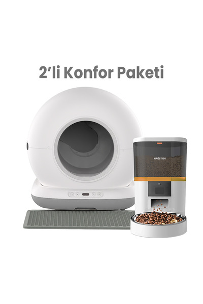 Haustier Akıllı Otomatik Kedi Tuvaleti Akıllı Mama Kabı 2 li Set (Haustier Tü...