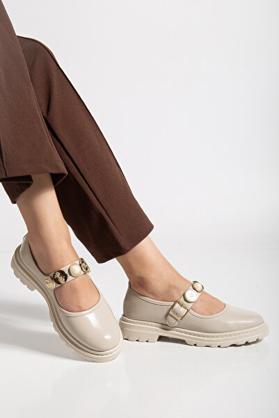 innsteal Vienna Model Tokalı Taş Detaylı Rahat Günlük Model Kadın Rugan Loafer Ayakkabı