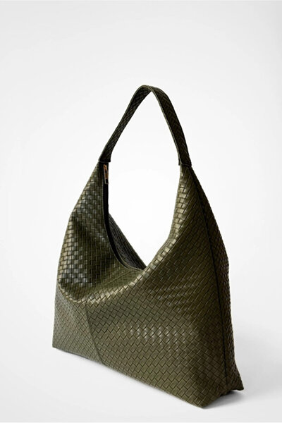 themoiss حقيبة كتف وحقيبة يد نسائية كبيرة الحجم باللون الأخضر الكاكي من THE M...