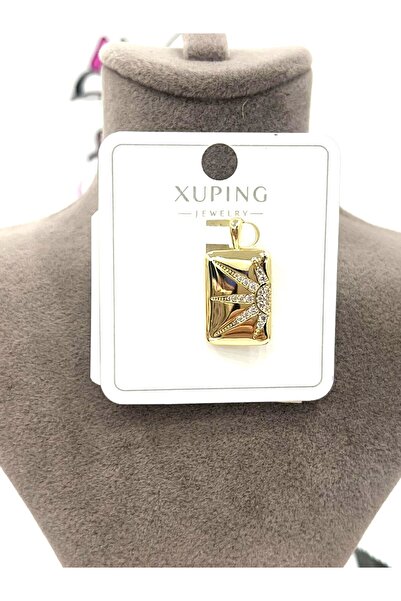 XUPING JEWELRY Plaka Üzeri Yarım Güneş Kolye Ucu (14k Gold 1,3x1,8cm)