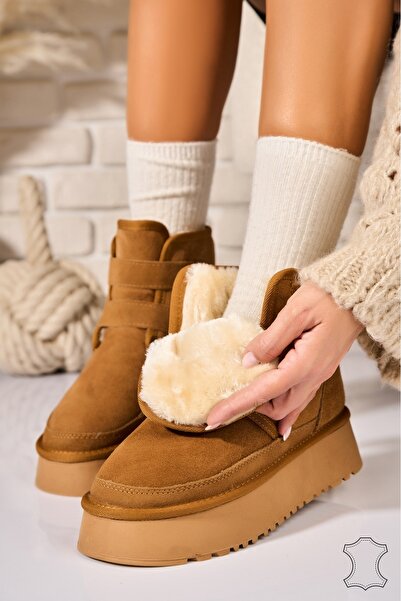 Joana Γυναικείες Δερμάτινες Μπότες από Σουέτ, Κάμελ - Μέγεθος 37