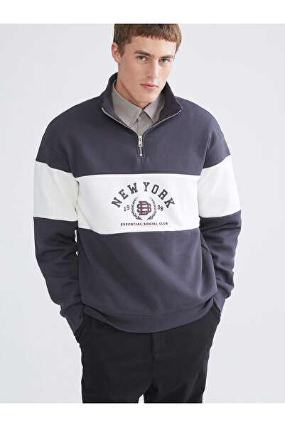 LC Waikiki Vizyon New Season Stand Collar Printed Men's Sweatshirt