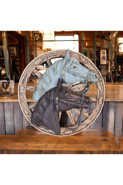 LAKAR Çift At Figürlü Duvar Dekoru, Rustik At Heykeli | Country ve Western Ta...