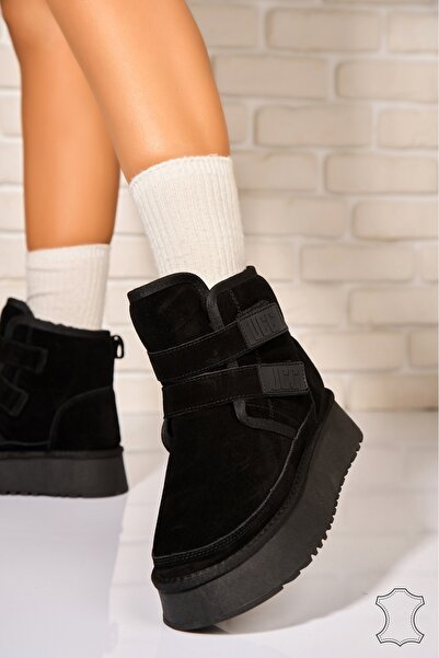 Joana Γυναικείες Μαύρες Μπότες από Σουέτ Δέρμα - Jacky Trendy