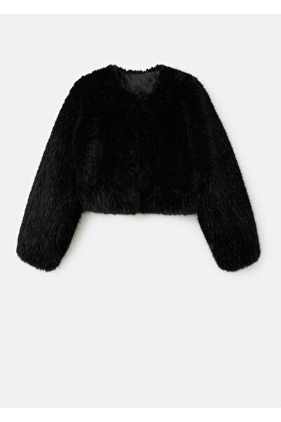 MANGO Woman Kürk görünümlü crop ceket