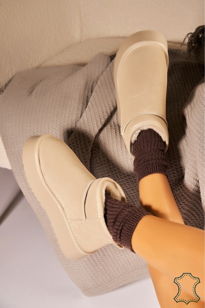 Joana Stylish Grey Suede Leather Boots - Warm Lined