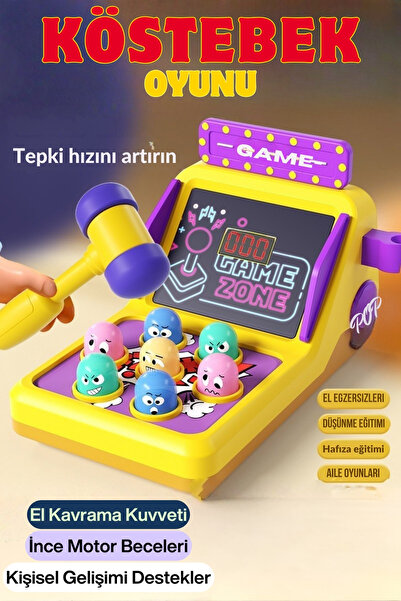TRENDZONE Eğitici Sesli Işıklı Dijital Skor Ekranlı Köstebek Vurma Oyunu Whac...