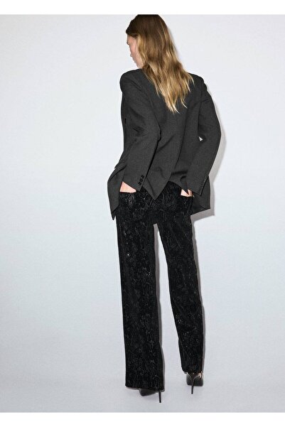 MANGO Woman Düz paça payetli pantolon