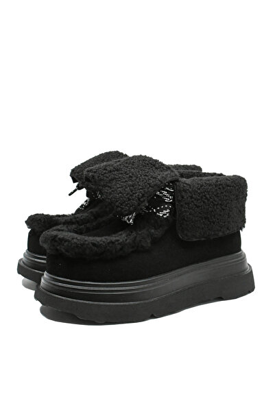 FEELİNG Ankle boots with decorative fur, black, made of suede FLGM 821