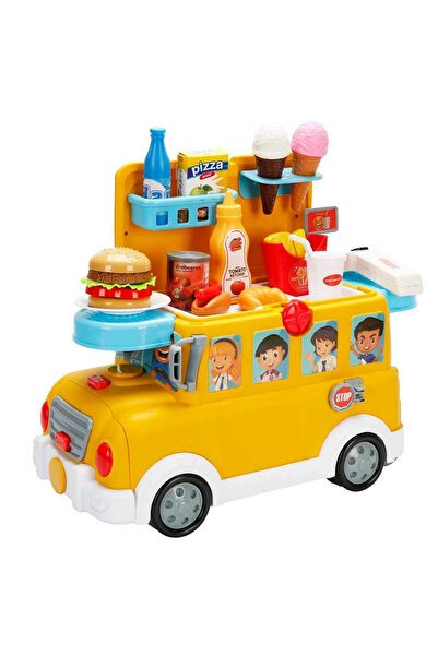 TOYFEST Little Chef 2in1 School Bus Shop Play Set with Sound and Light 34 Pieces