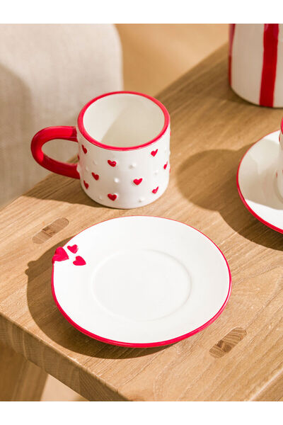 LC Waikiki Lcw Home Red Heart Printed 2-Person Coffee Cup Set 110 ml