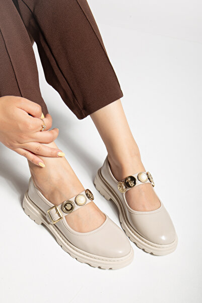 innsteal Vienna Model Tokalı Taş Detaylı Rahat Günlük Model Kadın Rugan Loafer Ayakkabı