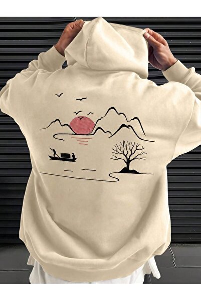 OVER HEAD Hanorac pentru bărbați Human Nature Sun B cu imprimeu cu 3 fire