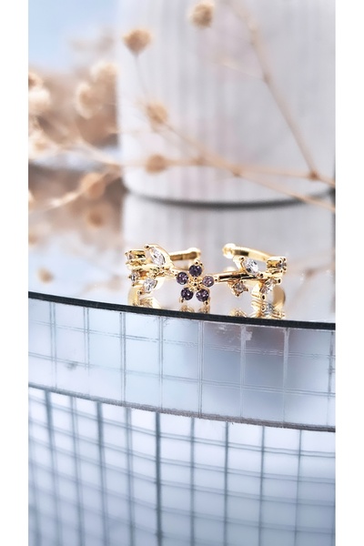 Serenity خاتم مطلي بالفولاذ مع شكل فرع شجرة