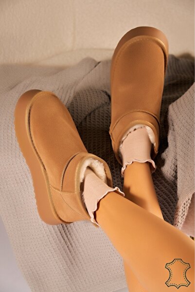 Joana Μπότες Riyna Chic από σουέτ, με επένδυση γούνας, καφέ, μέγεθος 39