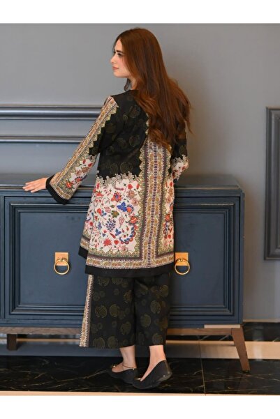 MYSMAR طقم ملابس أسود من قماش جورجيت صناعي - HRT3805 | أسود