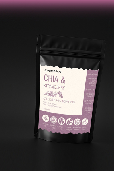 STARFOODS Chia Tohumu & Yaprak Çilek Paraguay Chia Tohumu Çilekli Chia Seeds ...