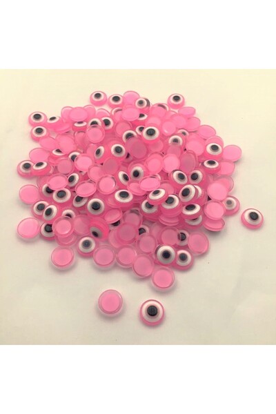 LE FANTASİA 50ADET Nazar Boncuğu Yassı Plastik Pudra Pembe (8mm)