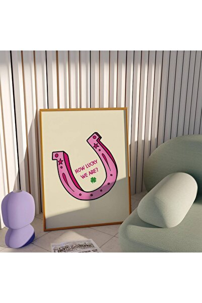 NinaStore Ne Kadar Şanslıyız Bej ve Pembe Poster, Dopamin Poster, Ne Kadar Şa...