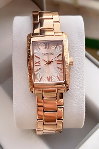 Ferrucci Women's Wristwatch Rose Gold Steel Case Steel Band Original Waterproof Gift with Bracelet