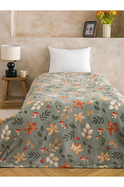 LC Waikiki Özmarka New Season Leaf Patterned Single Blanket