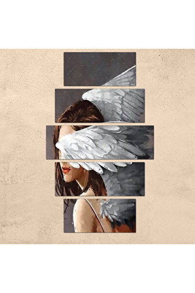 Generic Wall panel - Woman with white wings 300929 - divided into five graduated pieces - 1