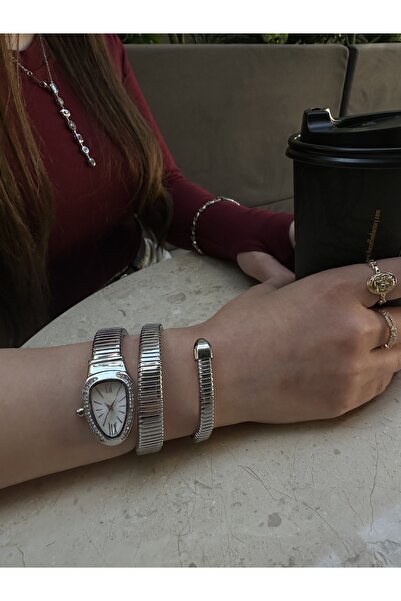 Coliseum Çelik Yılan Model Dolamalı Taşlı Kadın Kol Saati