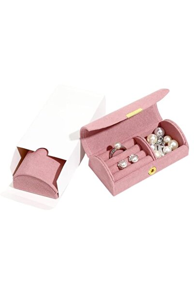 Generic صندوق منظم مجوهرات مخملي من هانيا® للنساء - تصميم صغير الحجم مناسب للسفر، وخاتم مقاوم للتشويه