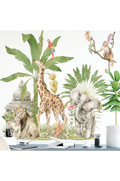 Generic NALACAL Tropical Rainforest Wall Stickers, Jungle Animal Wall Decals ...
