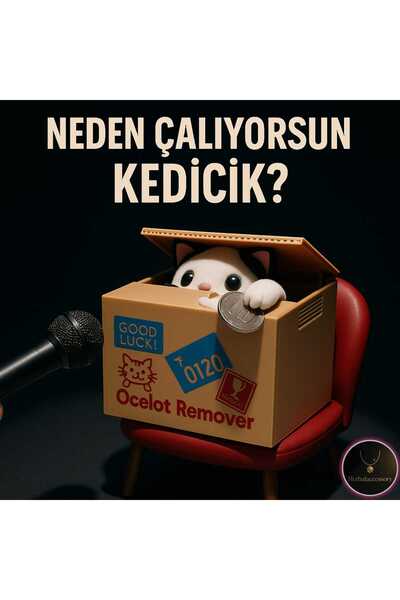 HERBALACCESSORY Hırsız Para Çalan Kedi Kumbara