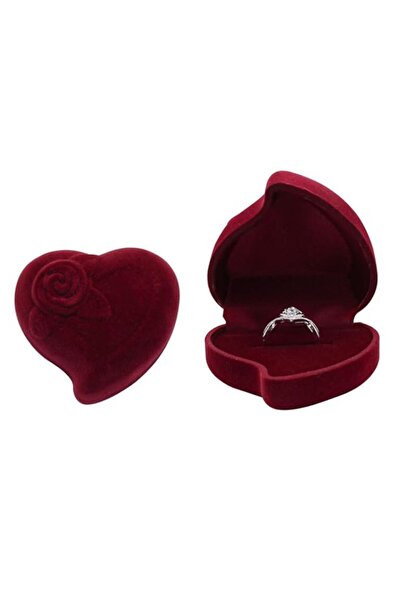 Generic Brand Tazweeq Rose Velvet Ring Box, Luxury Heart Shaped Box, Ring Jew...