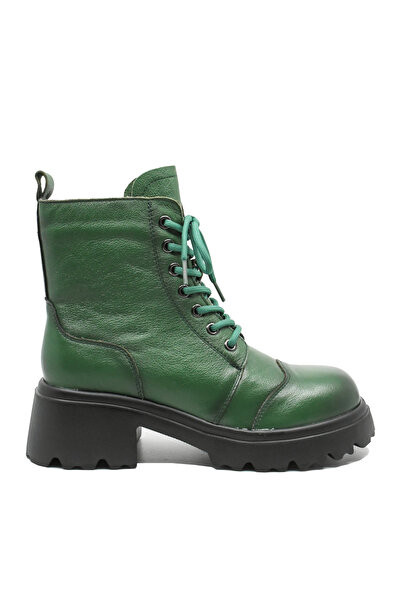 FRANCO GERARDO Women's green leather boots with massive sole FNX 79156