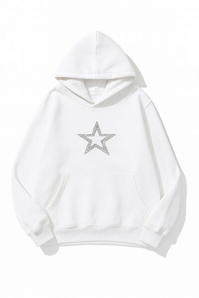 Wish BF Kapşonlu Sweatshirt Oversize Yıldız Star Baskılı 3 Iplik Şardonlu %10...